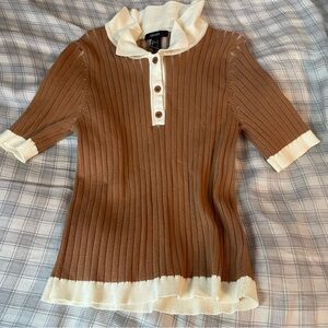Forever 21 Cream and Tan Knit Top